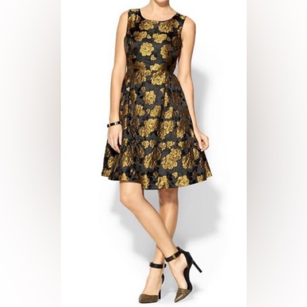 Floral Black and Gold Dress